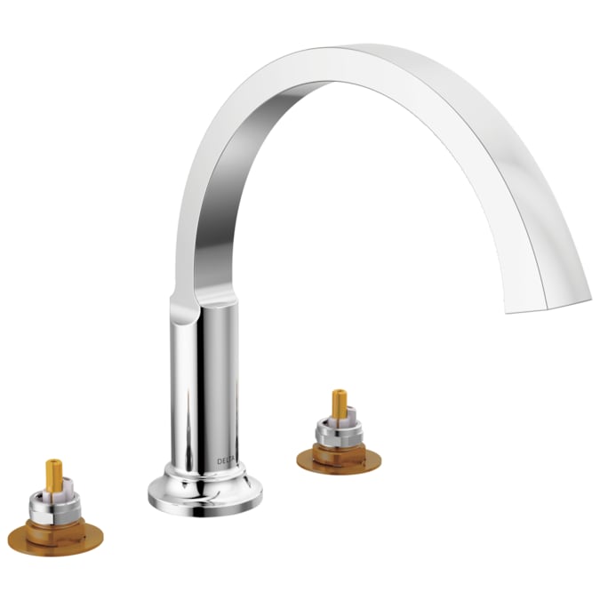 Delta Tetra Lumicoat Chrome Deck-mount Roman High-arc Bathtub Faucet