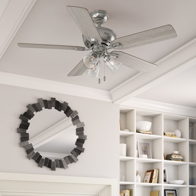 Hunter Rosner 52-in Brushed Nickel with Light Gray Oak Blades LED Indoor Ceiling Fan with Light (5-Blade)