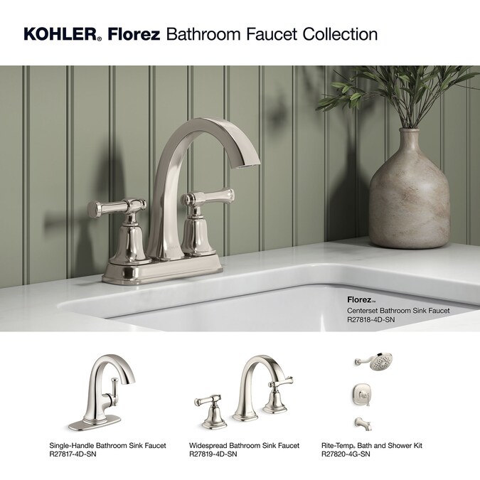ER Florez Vibrant Polished Nickel 2-hole 2-Handle WaterSense Bathroom Sink Faucet with Drain - Image 6