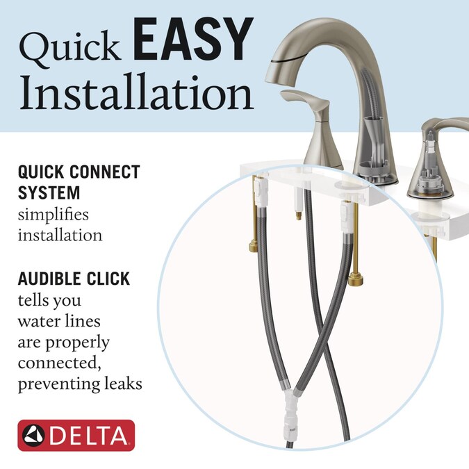Delta Sandover Pulldown Spotshield Brushed Nickel Widespread 2-Handle WaterSense Pull-down Bathroom Sink Faucet with Drain - Image 6