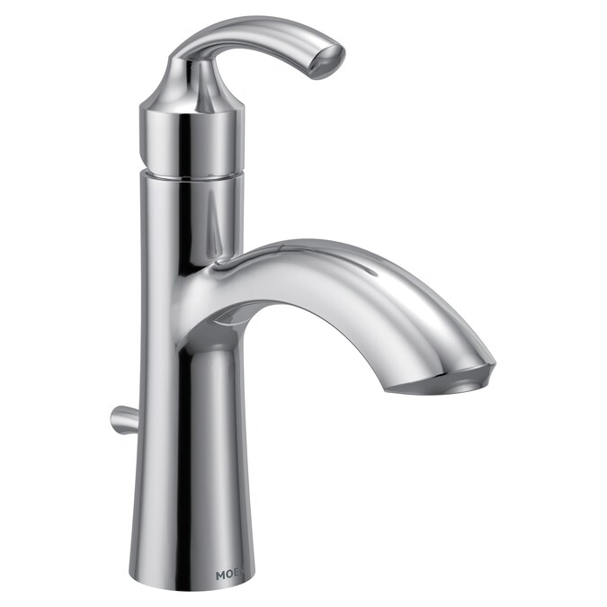 Moen Glyde Chrome Single Hole 1-Handle Bathroom Sink Faucet with Drain and Deck Plate