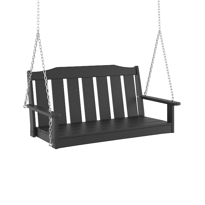 allen + roth by POLYWOOD Oakport 2-person Black Hdpe Outdoor Swing