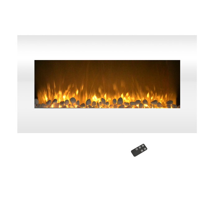 Hastings Home 36-in W White LED Wall-mount Electric Fireplace with Remote Control Included - Image 2