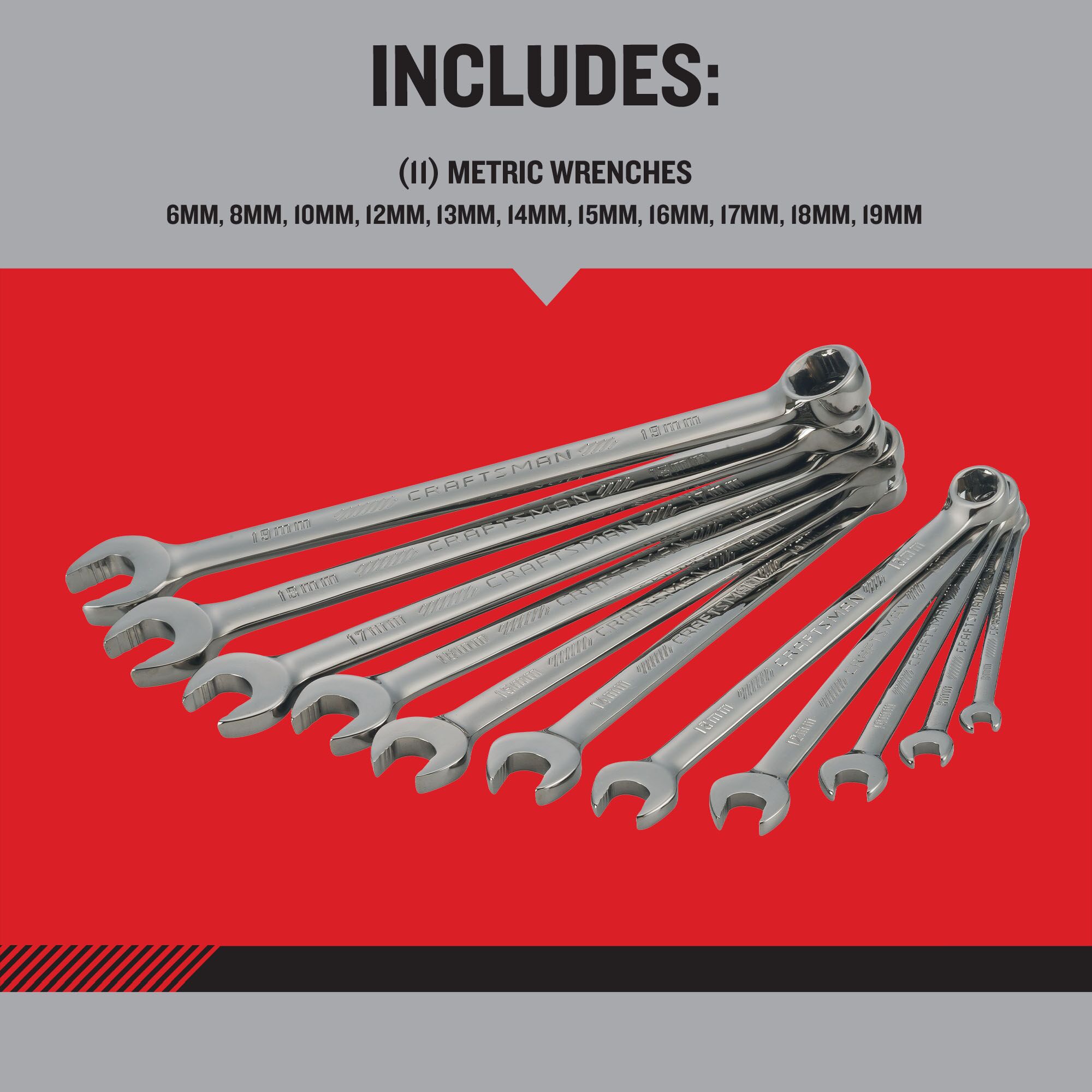 OVERDRIVE 11 -Piece Set 6-point Metric Standard Combination Wrench Includes Hard Case - Image 4