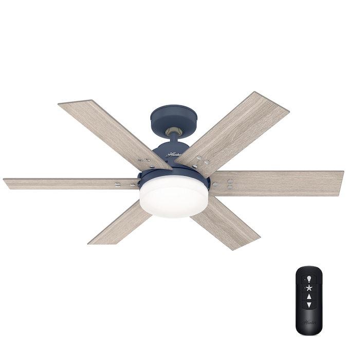 Hunter Pacer 44-in Indigo Blue with Light Gray Oak Blades LED Indoor Ceiling Fan with Light and Remote (6-Blade)
