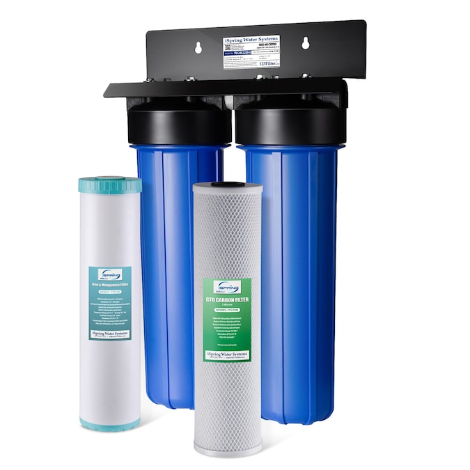 iSpring WGB22BM 2-Stage Whole House Water Filter Dual-stage 15-GPM Carbon Block Well Water Whole House Water Filtration System
