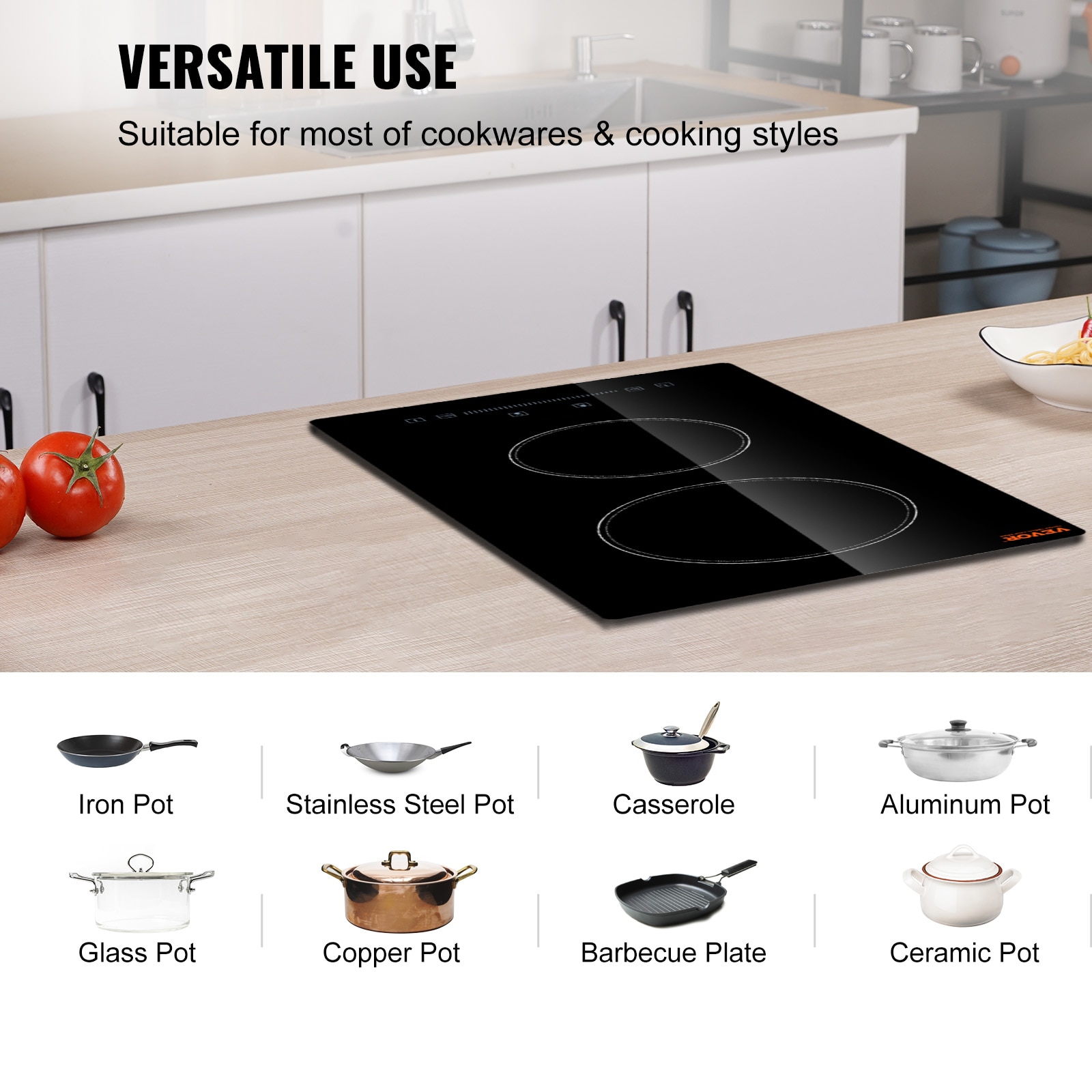 Built-in Ceramic Stove 1800W 20-in 2 burners Smooth Surface (Radiant) Black Electric Cooktop - Image 5