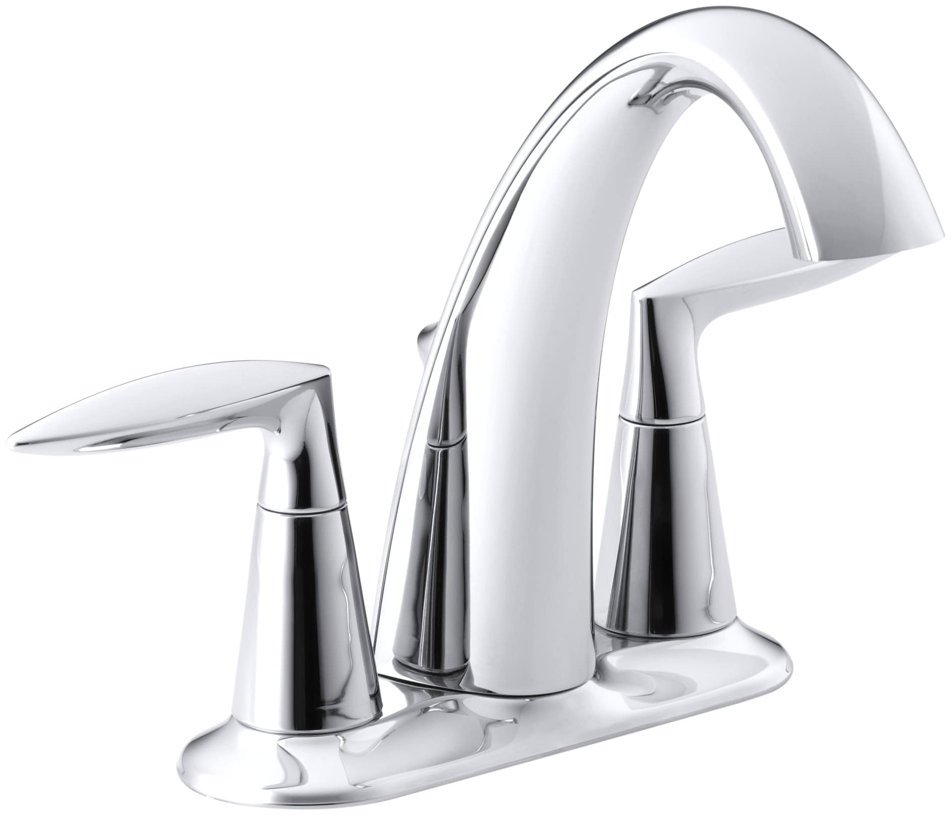 Alteo Polished chrome 4-in centerset 2-handle WaterSense High-arc Commercial/Residential Handle Bathroom Sink Faucet with Drain