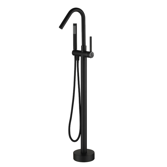 CASAINC Matte Black 1-handle Freestanding High-arc Bathtub Faucet with Hand Shower (Valve Included)