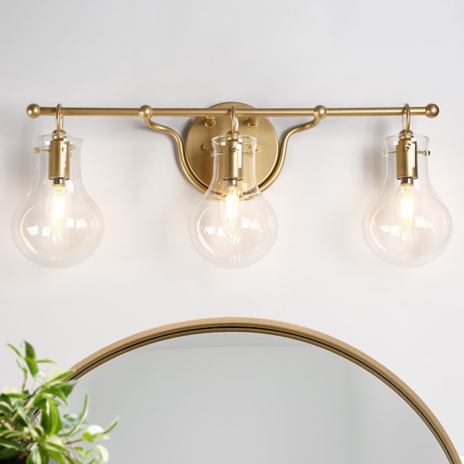 LNC Phosphenes 22-in 3-Light Matte Gold LED Modern/Contemporary Vanity Light Bar