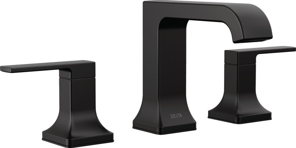 Velum Matte Black Widespread 2-handle WaterSense Low-arc Residential Handle Bathroom Sink Faucet with Drain