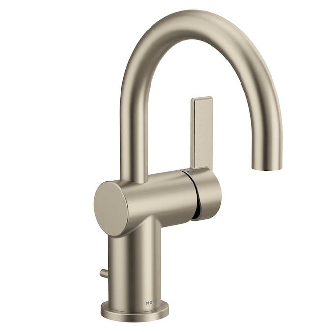 Moen Cia Brushed Nickel Single Hole 1-Handle Bathroom Sink Faucet with Drain and Deck Plate