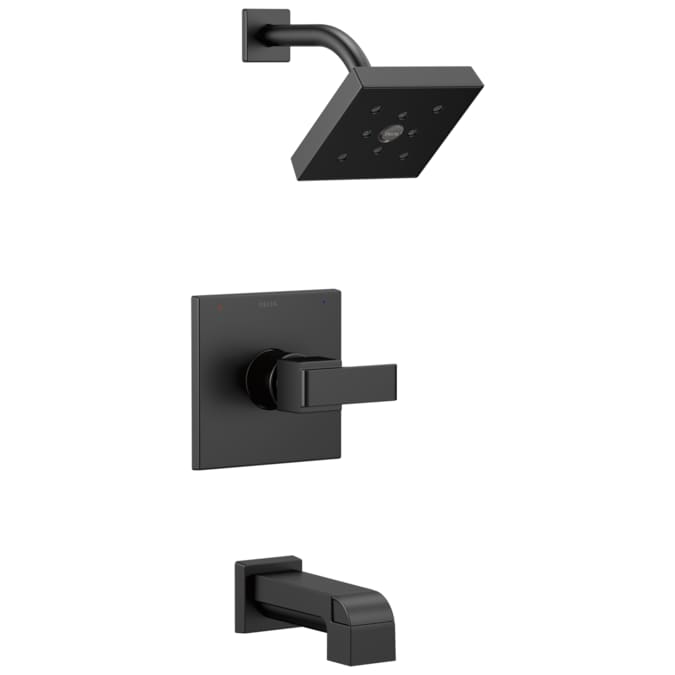 Delta Ara Matte Black 1-handle Single Function Square Bathtub and Shower Faucet Valve Included