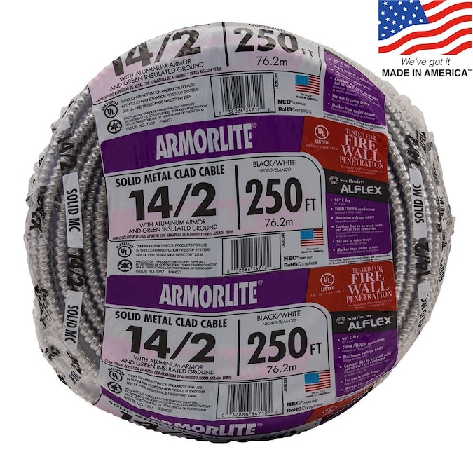 Southwire Armorlite 250-ft 14/2 Solid Aluminum MC (Metal Clad) Cable - Image 2