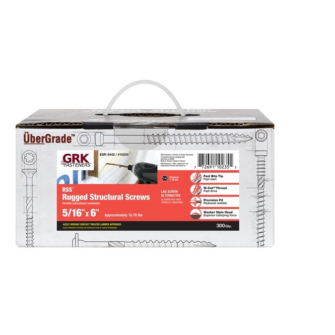 GRK 5/16-in x 6-in Polymer RSS Exterior Wood Screws (300-Per Box)