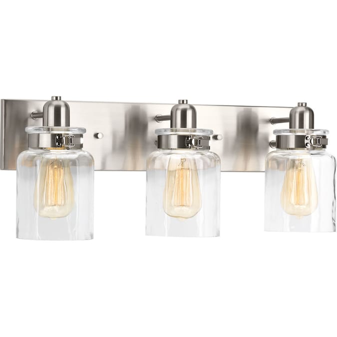 Progress Lighting Calhoun 21.62-in 3-Light Brushed Nickel Farmhouse Vanity Light