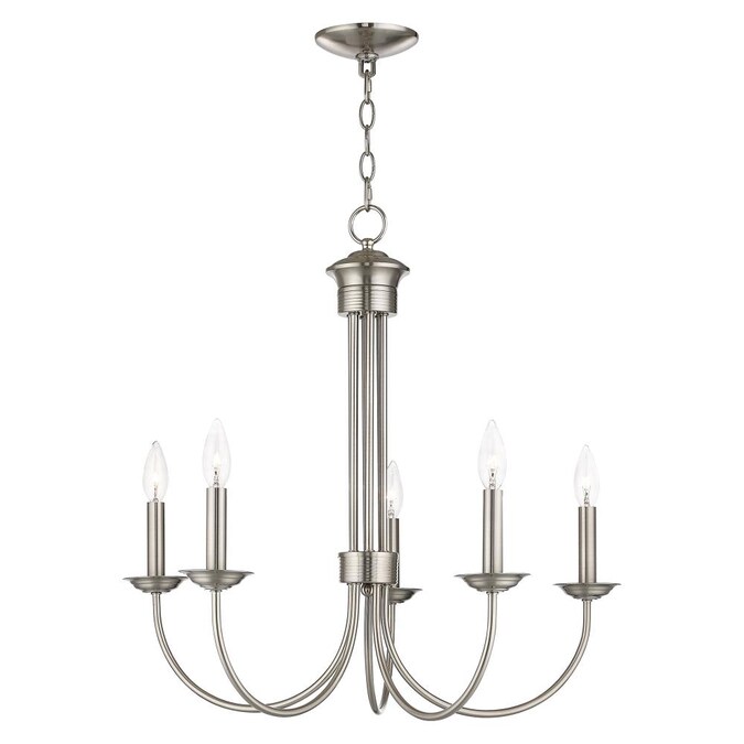 Livex Lighting Estate 5-Light Brushed Nickel Traditional Damp Rated Chandelier