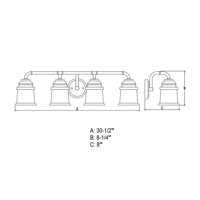 Cascadia Toledo 30.5-in 4-Light Matte Black Industrial Vanity Light - Image 4