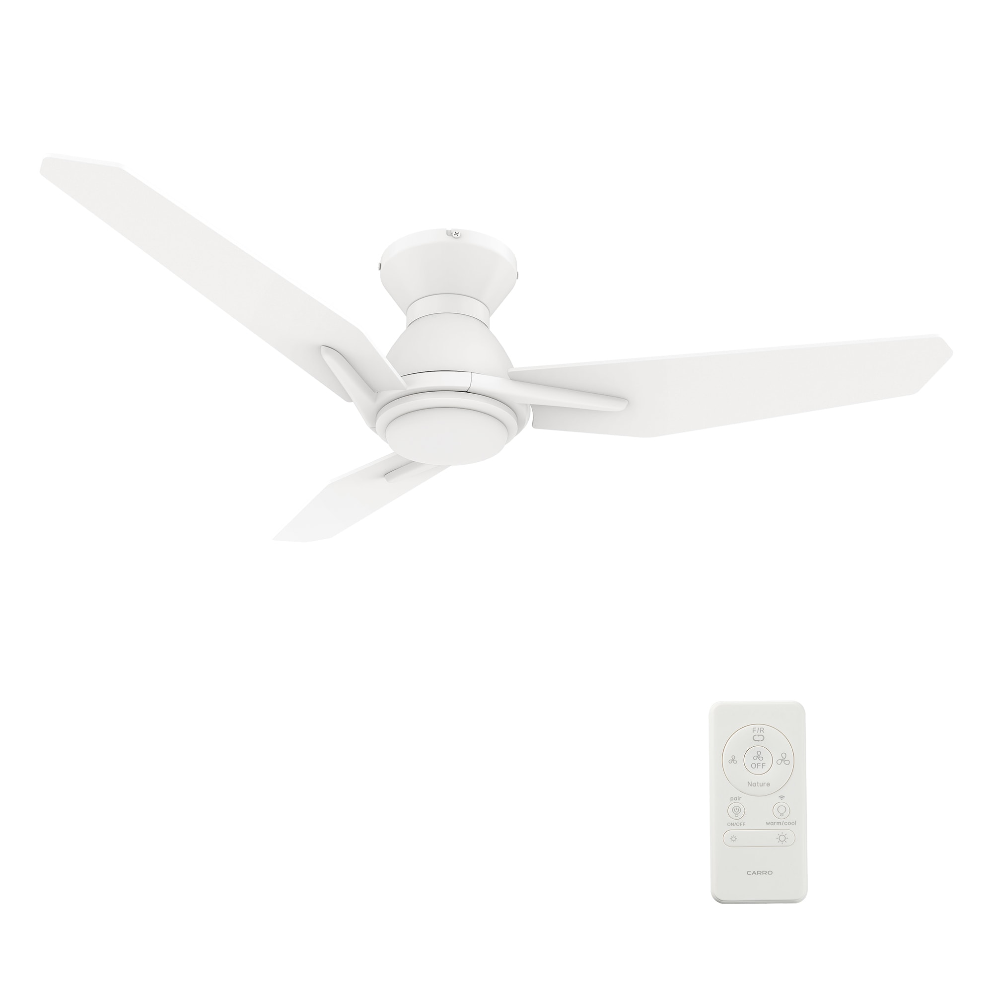 Tilbury 48-in Integrated LED Outdoor Flush Mount Smart White with White Blades Ceiling Fan With Light - Remote Included ( 3 -Blade )