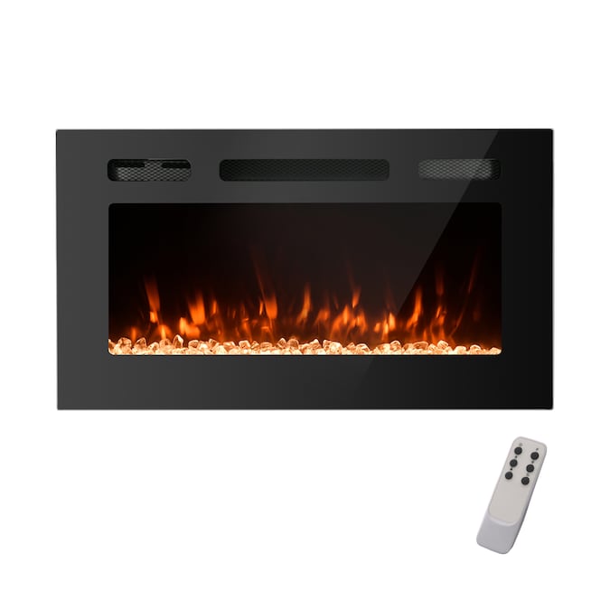 Clihome 30-in W Black Fan-forced Wall-mount Electric Fireplace with Remote Control Included