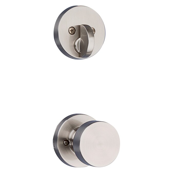 Kwikset Signature Series Prague Satin Nickel Single-Cylinder Deadbolt Entry Door Handleset Knob Smartkey - Image 4