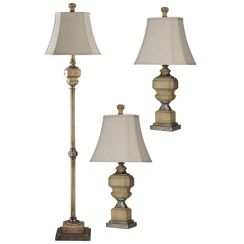 29-in Antique Caramel On/Off switch Table Lamp with Fabric Shade 3 -Set