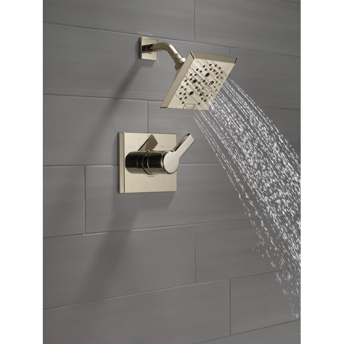Delta Pivotal Lumicoat Polished Nickel 1-handle Multi-function Square Shower Faucet Valve Included - Image 2