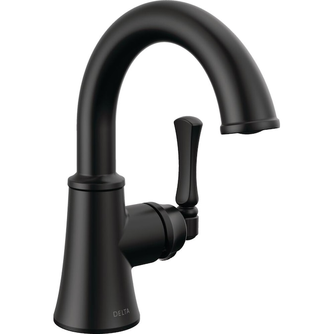 Delta Archdale Matte Black 4-in centerset 1-Handle WaterSense Bathroom Sink Faucet with Drain and Deck Plate