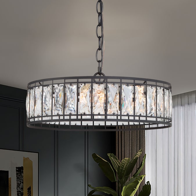 LNC Ballet 3-Light Matte Black Modern/Contemporary LED Dry rated Chandelier