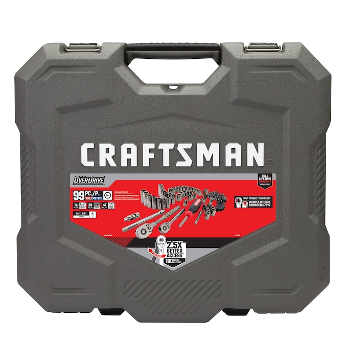 CRAFTSMAN OVERDRIVE 99-Piece Standard (SAE) and Metric Gunmetal Chrome Mechanics Tool Set with Hard Case - Image 8