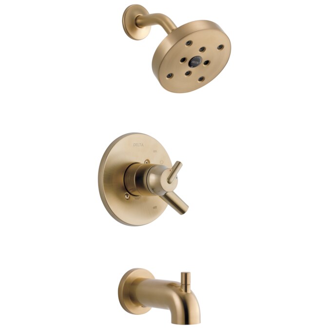 Delta Trinsic Champagne Bronze 2-handle Single Function Round Bathtub and Shower Faucet