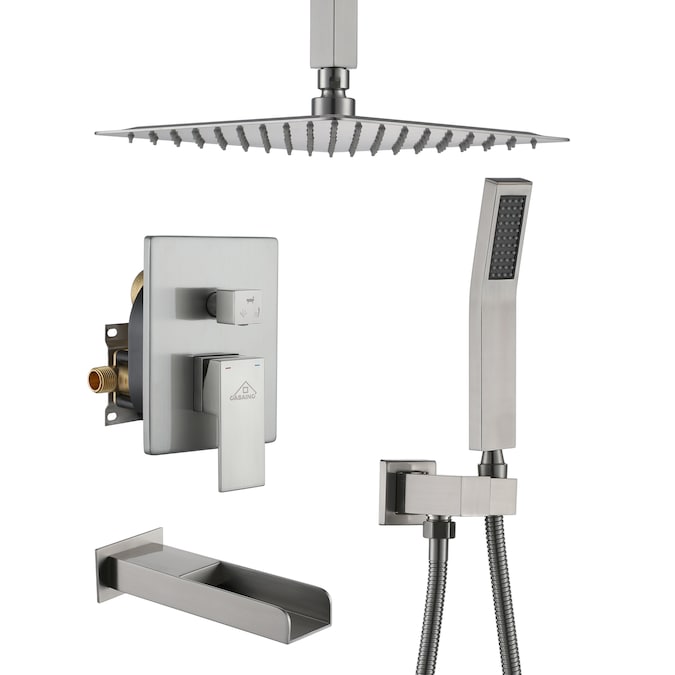 CASAINC Brushed Nickel 10-in Built-In Shower Faucet System with 3-way Diverter (Pressure-balanced Valve Included)