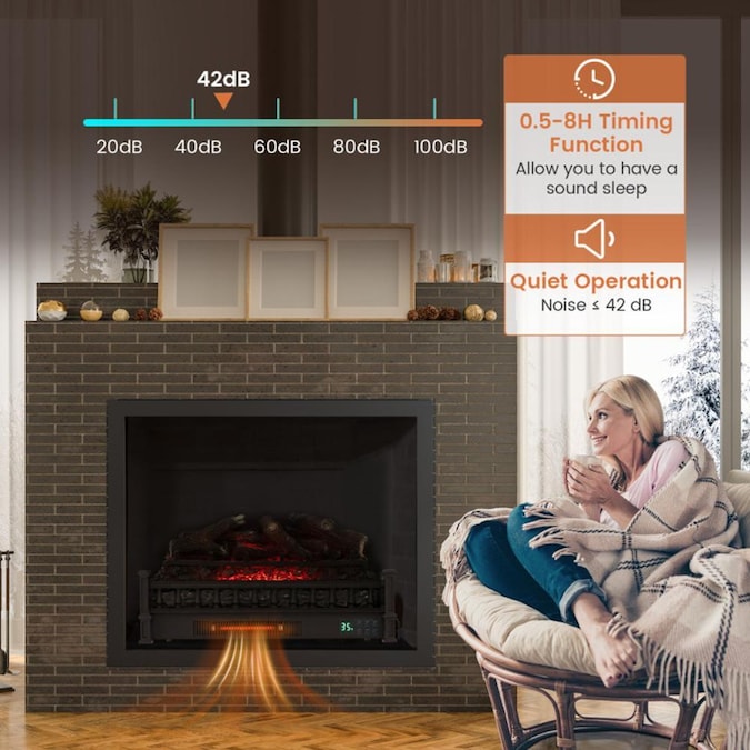 BABOOM 26-in W Black Infrared Quartz Corner or Flat Wall Electric Fireplace with Remote Control Included - Image 11