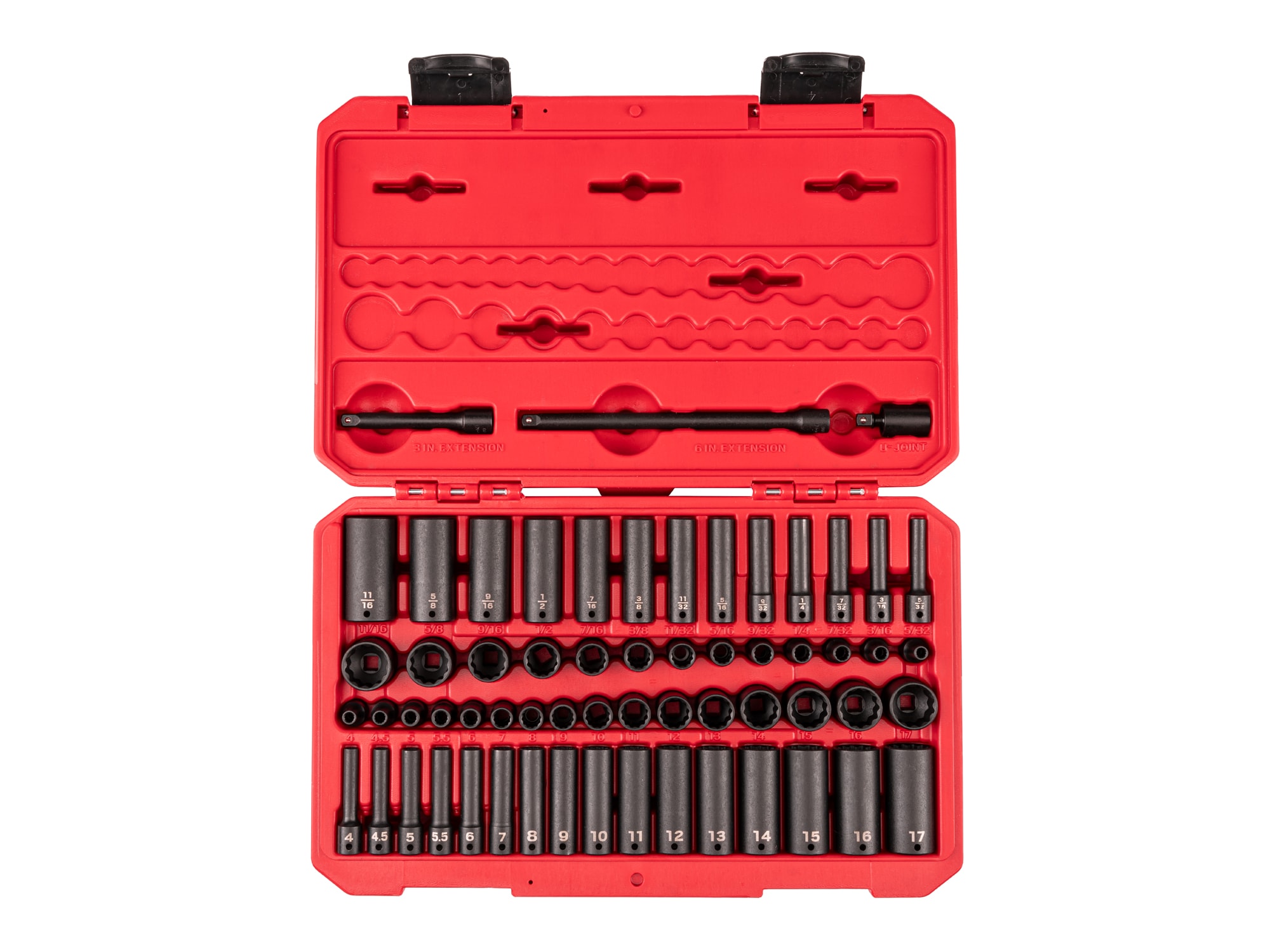 61 -Piece Standard (SAE) and Metric 1/4-in Drive Set 12-point Impact Socket Set