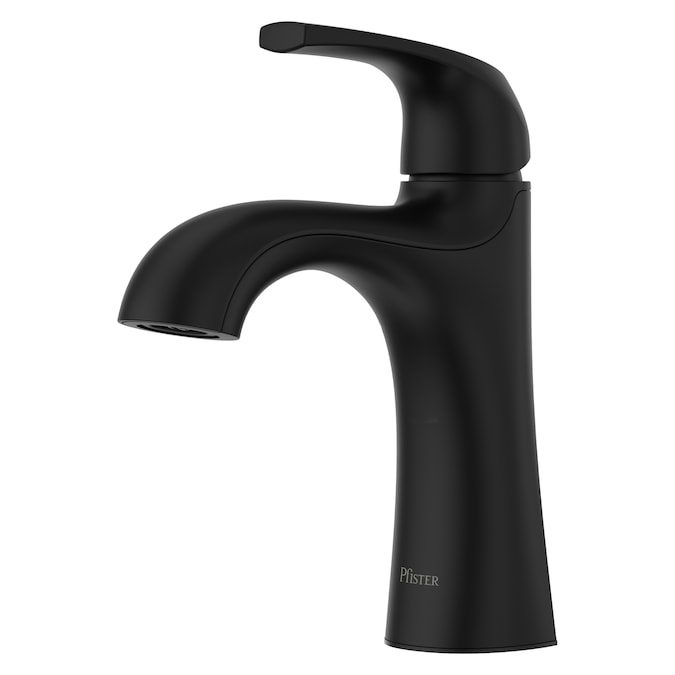 Pfister Rancho Matte Black Single Hole 1-Handle WaterSense Bathroom Sink Faucet with Drain and Deck Plate