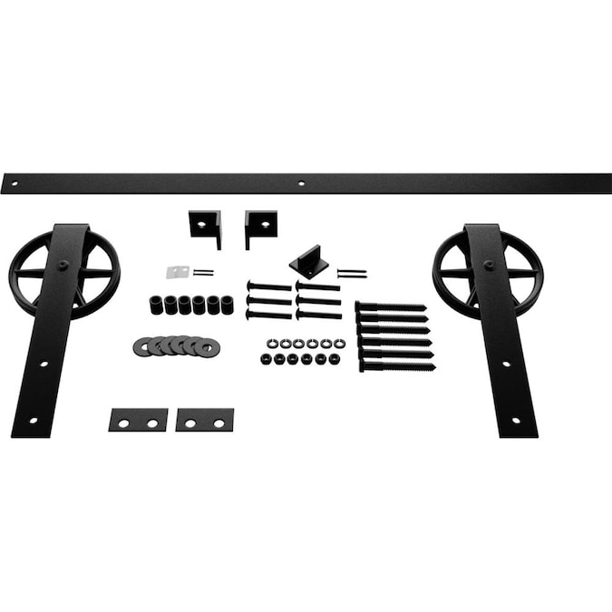 Goldberg Brothers 48-in Matte Black Indoor Wagon Wheel Single & Double Barn Door Hardware Kit