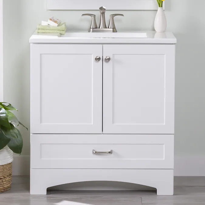 Diamond NOW Cassidy 30-in White Single Sink Bathroom Vanity with White Cultured Marble Top