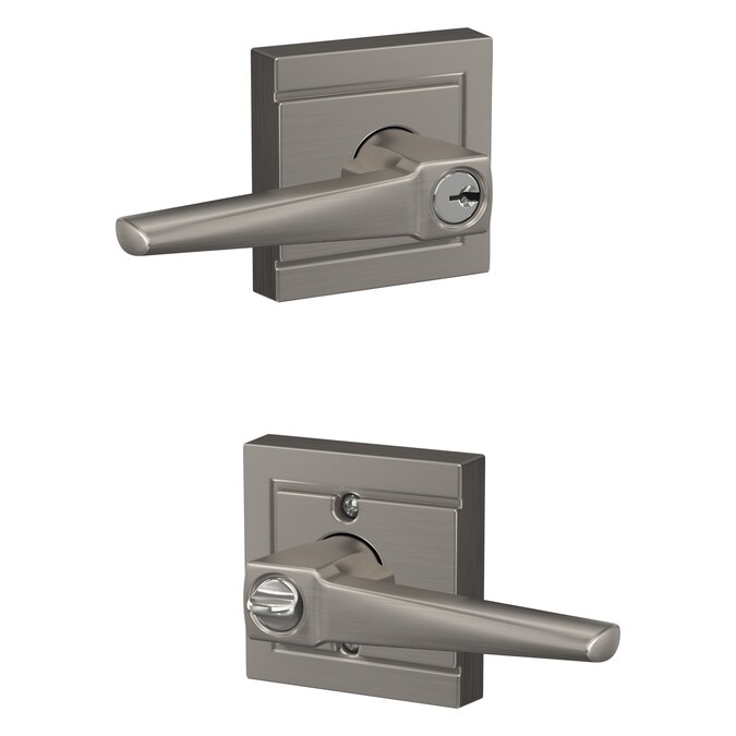 Schlage Custom Eller- Upland Satin Nickel Universal Exterior Keyed Entry Door Handle