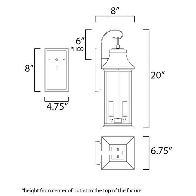 Maxim Lighting Vicksburg 2-Light 20-in H Matte Black Outdoor Wall Light - Image 7