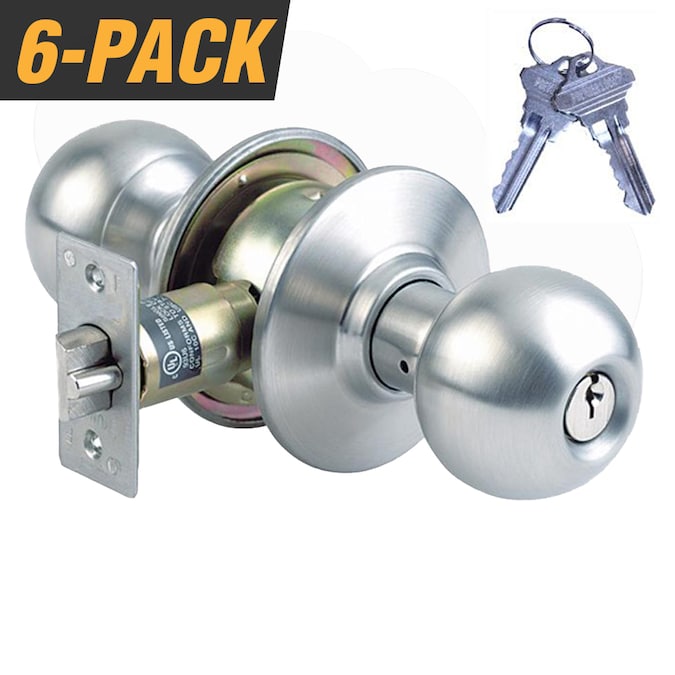 Premier Lock Keyed Alike Entry Door Stainless Steel Exterior Storeroom Door Knob Combo Pack (6-Pack)
