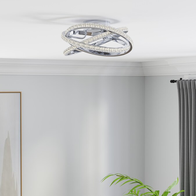 allen + roth Lucia 1-Light 13-in Polished Chrome LED Flush Mount Light