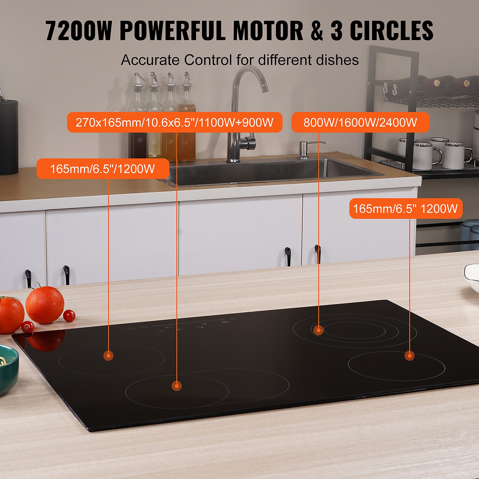 Ceramic Glass Stove 7200W 30-in 4 burners Smooth Surface (Radiant) Black Electric Cooktop - Image 3