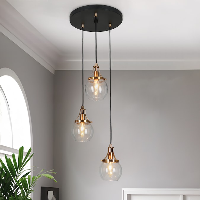 LNC Capensis 3-Light Matte Black Modern/Contemporary LED Dry rated Chandelier
