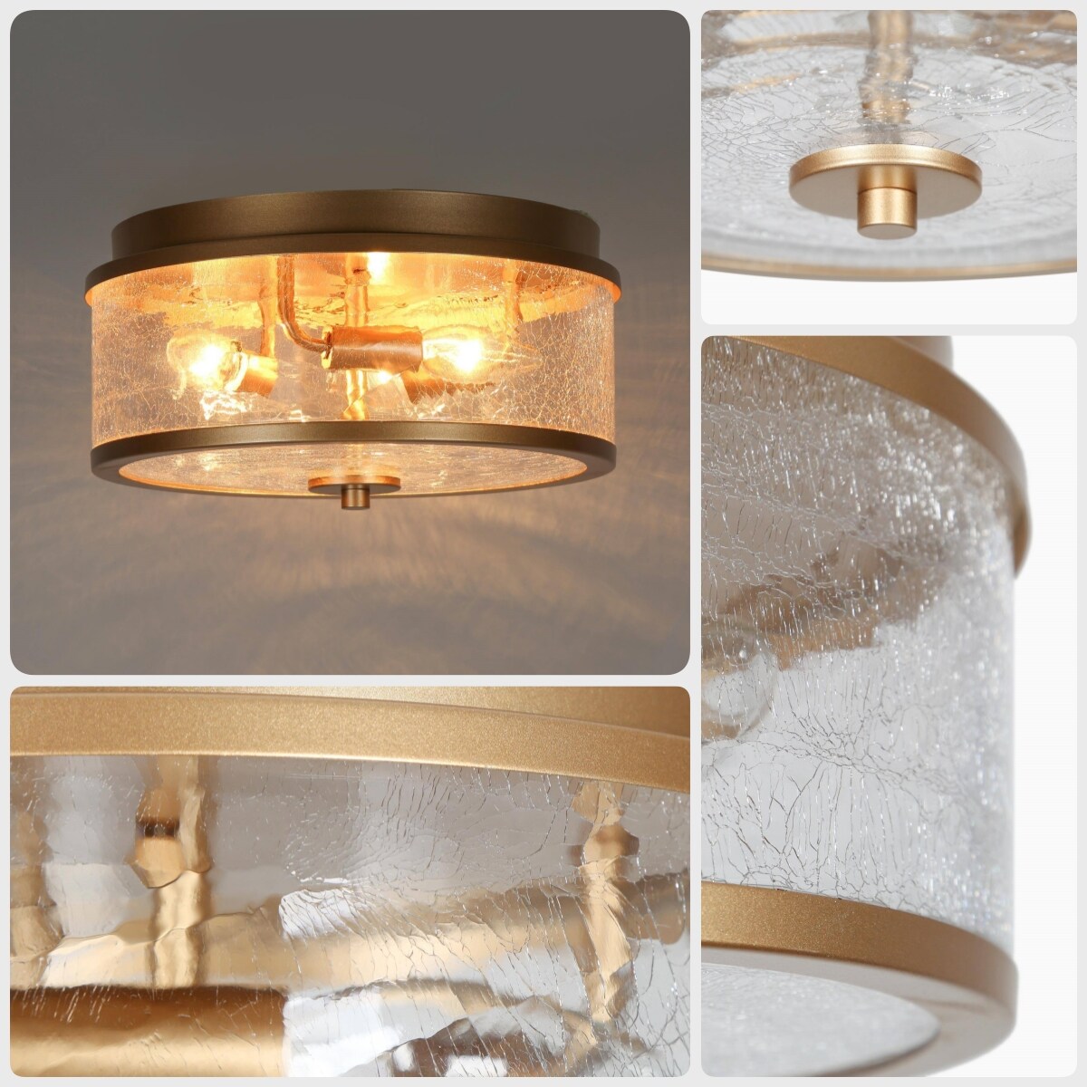 Transitional 3 -Light 12.2-in Matte Gold Semi Flush Mount Light - Image 7