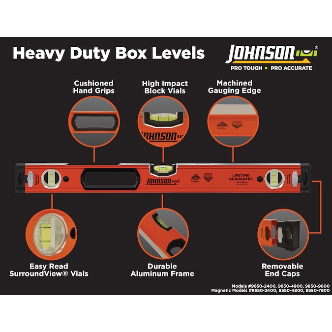 Johnson Level Aluminum 96-in 3 Vial Box Beam Level - Image 5