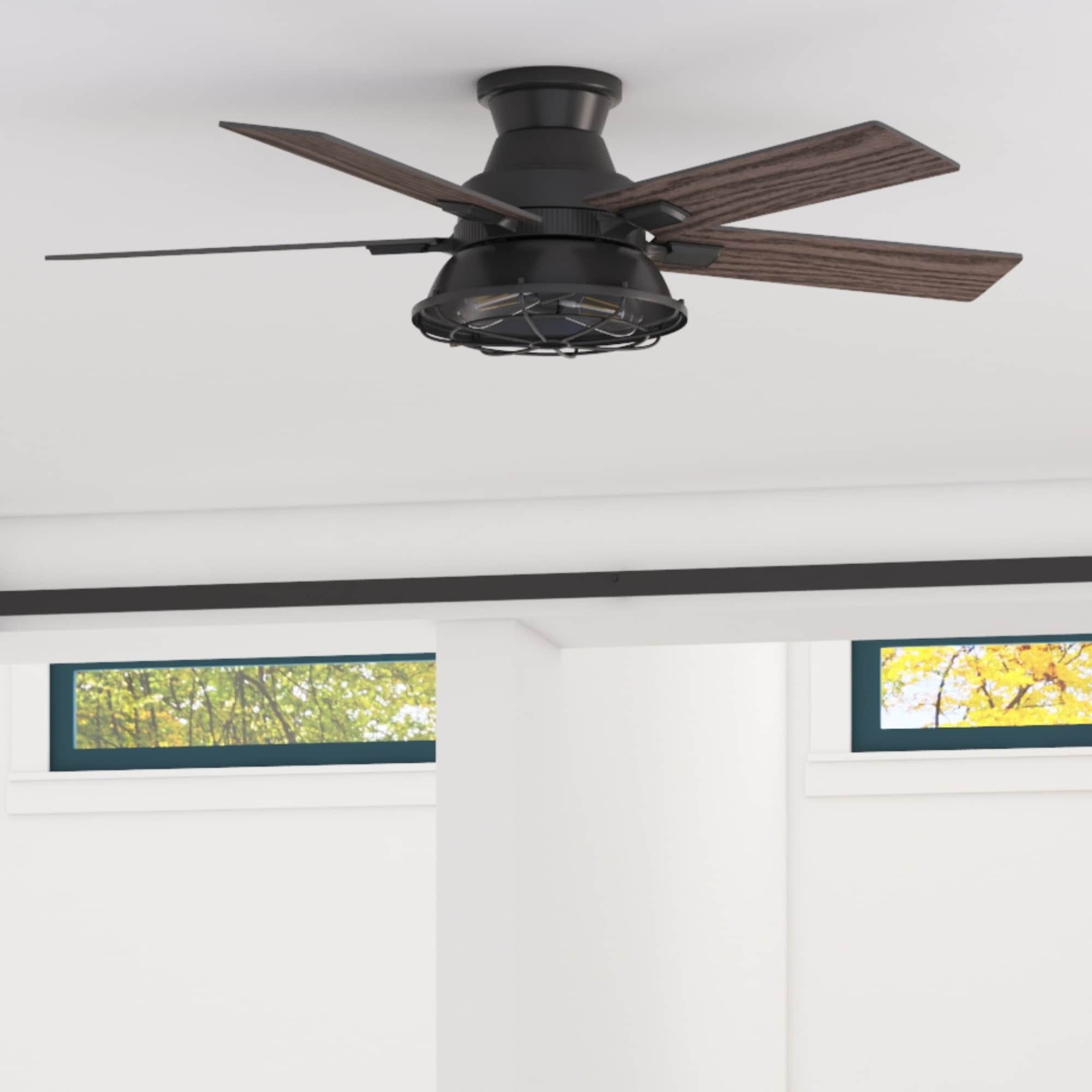 Salem 52-in Outdoor Flush Mount Matte Black with Espresso/Mocha Blades Ceiling Fan With Light ( 5 -Blade )