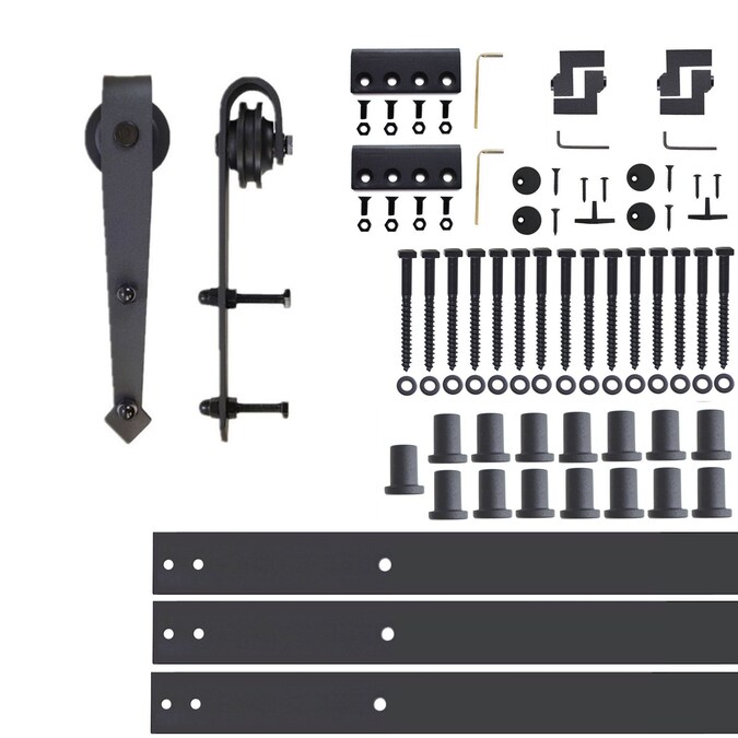 HOMACER 240-in Rustic Black Indoor Arrow Single Barn Door Hardware Kit