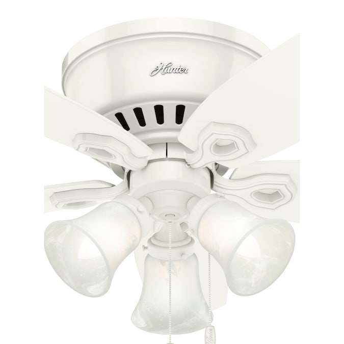Hunter Builder Low Pro 42-in Snow White with Snow White/Light Oak Blades LED Indoor Flush Mount Ceiling Fan with Light (5-Blade) - Image 13