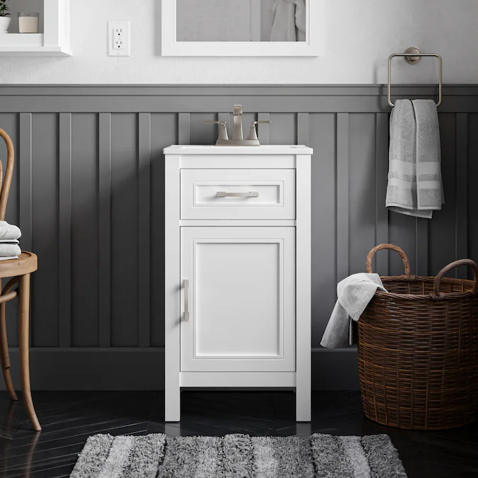 allen + roth Crest Hill 18-in White Single Sink Bathroom Vanity with White Vitreous China Top