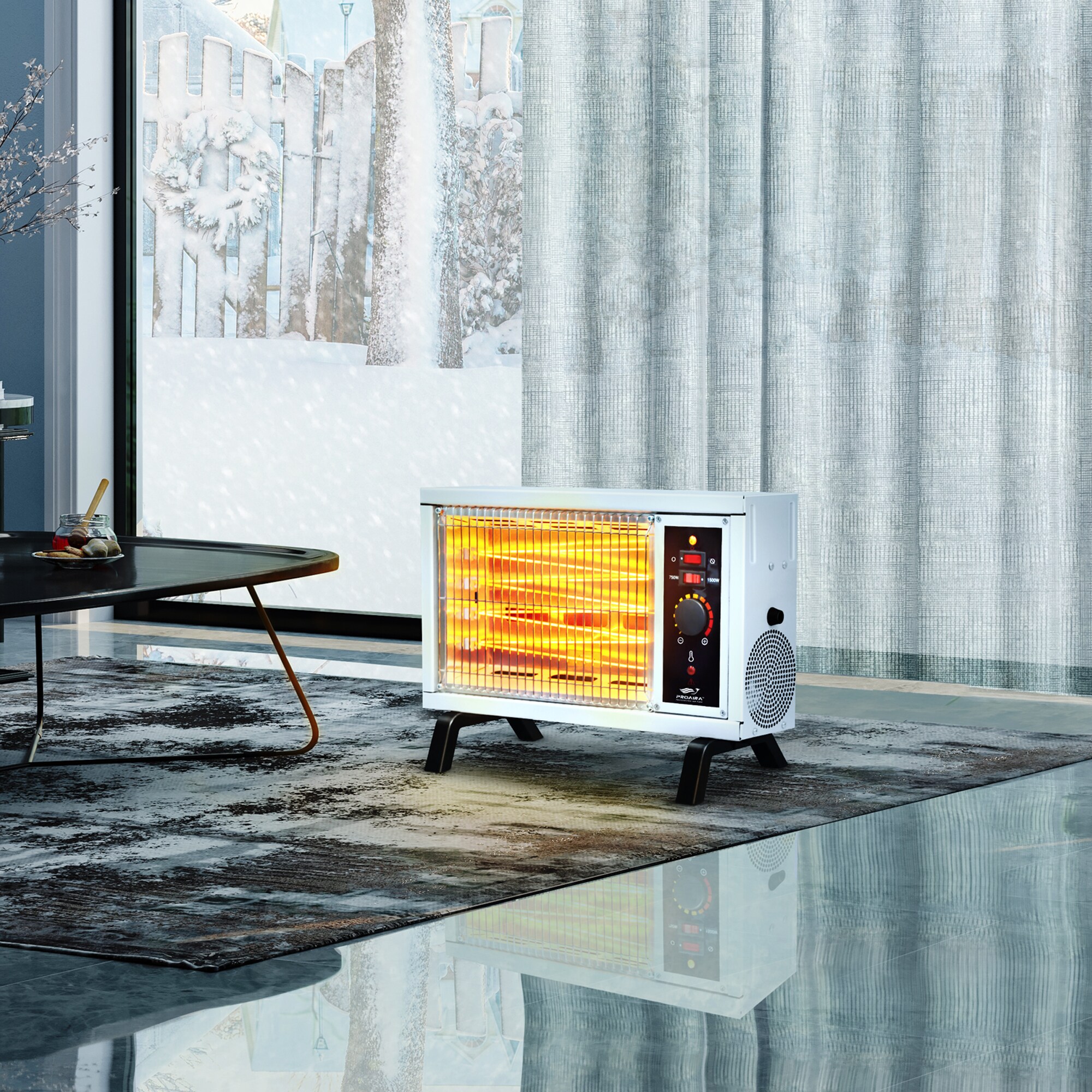 Up to 1500-Watt Radiant Compact Personal Indoor Electric Space Heater with Thermostat - Image 2